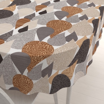 Biante bavlna oválný ubrus Sandra SA-507 Hnědo-šedé kapky s ornamenty 140x220cm