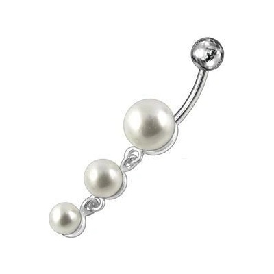Šperky4U stříbrný piercing do pupíku perličky BP01260