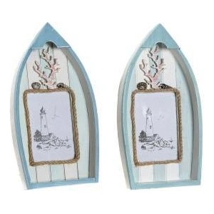 DKD Home Decor Рамка за снимки DKD Home Decor 8424001731435 Barco Син Бял Дървен MDF Средиземноморско (2 броя)