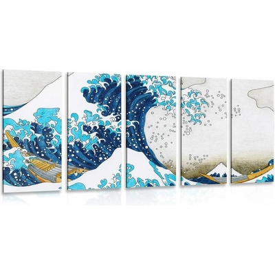 5-dielny obraz reprodukcia Veľká vlna z Kanagawa - Kacušika Hokusai