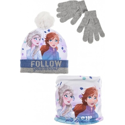 čepice nákrčník a rukavice FROZEN šedo zelená