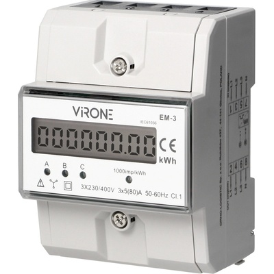 ORNO Trojfázový elektromer 80A, 4,3 moduly, DIN TH-35mm