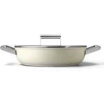 Smeg Плитка тенджера с капак Smeg DPF2812CRM, 28 см, 4.3 л, Керамично незалепващо покритие, Фурна до 250C, Без PFAS, Индукция, Крема (DPF2812CRM)