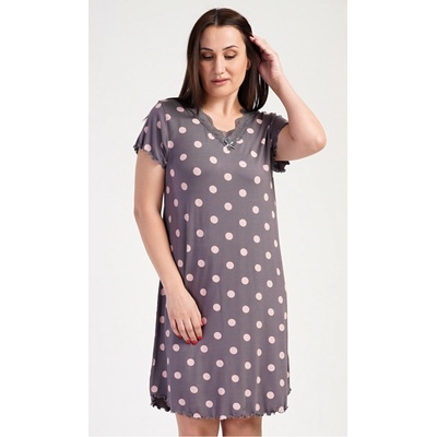 noční košile s krátkým rukávem Puntík tmavě šedá