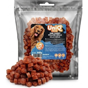 Uniq Pets Dog Snacks Sniffy mini rabbit pollock rolls - меки лакомства за кучета със заешко, 500 г
