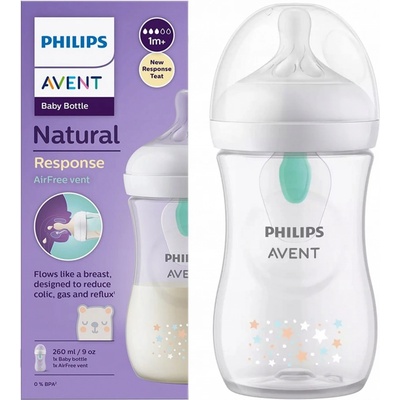 Avent Philips láhev Natural Response s ventilem AirFree medvěd 260 ml bílá
