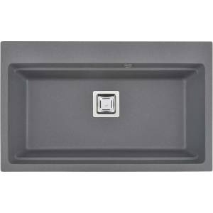 Inter Ceramic Кухненска мивка icgs 8213 gray, гранит, едно корито, със сифон, 48х21х78см (8213 gray) Мивка за вграждане