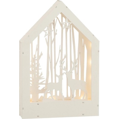 Dřevěná svítící dekorace jelen v lese - 24*5*34 cm - J-Line by Jolipa