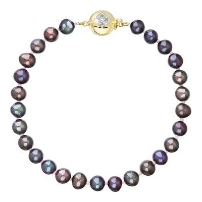 Pavona perlový náramek z říčních perel se zapínáním ze 14 karátového zlata 923001.3/9270A dk.peacock