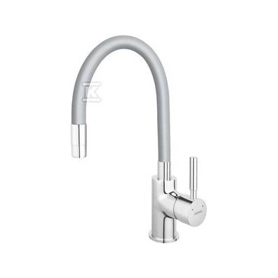 Ferrokit Смесител за кухненска мивка, Ferro, Zumba, висок въртящ се смесител, Silver