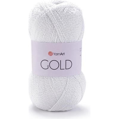 Yarn Art příze Gold 9051 bílá se stříbrnou nitkou