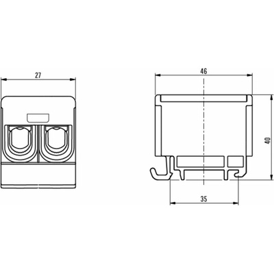 Pollmann Elektrotechnik 1006608 Svorka univerzální UK 35/2 PE, 135A, 1pól., AL/CU, krytá, zel.-žl., na DIN