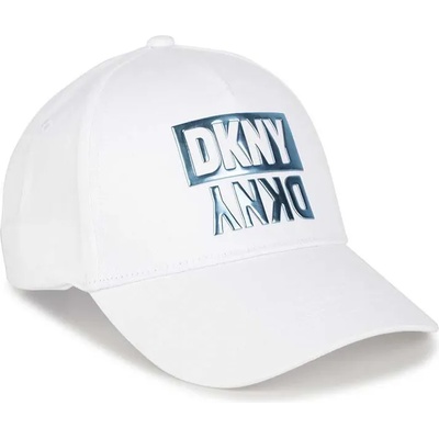 DKNY Детска памучна шапка с козирка Dkny в бяло с принт (D31299)