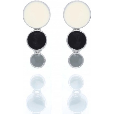 Prosperk náušnice s glazurou černo-šedé S0919