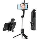 Techsuit Селфи стик със статив и дистанционно управление, сгъваем, 107 см - (C01s) - черен