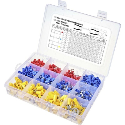 TRU COMPONENTS TC-11991832 sada okrúhlych káblových ok čiastočne izolované 0.5 mm² 6 mm² červená, modrá, žltá 505 ks