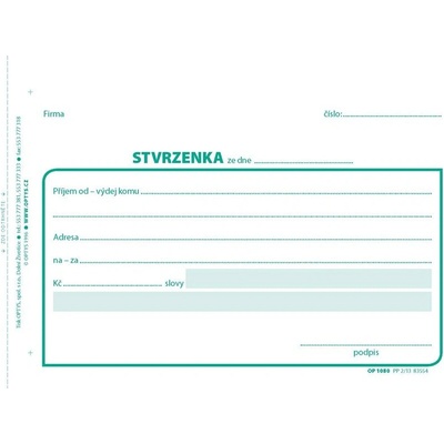 Optys 1080 Stvrzenka A6 NCR 100 listů