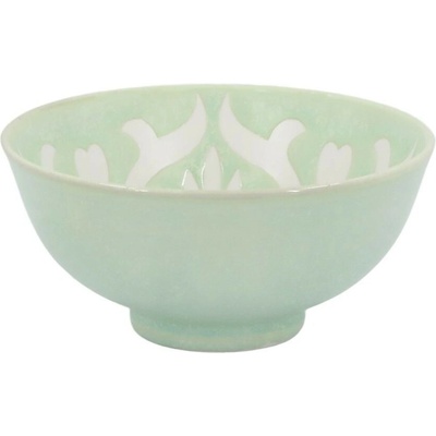 Chic Antique Zelená porcelánová miska s květy uvnitř Arés 12 x 5,5 cm 300 ml