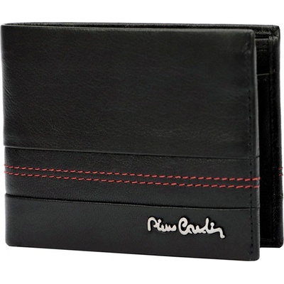 Pierre Cardin Jednoduchá pánska kožená peňaženka s červeným prešitím