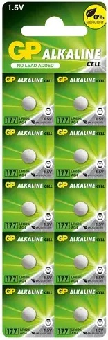 GP Batteries Бутонна алкална батерия GP177 LR-626/ 10 бр. /pack цена за 1 бр. / AG4 1.55V GP (GP-BA-177F-U10)