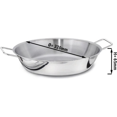 G.Gastro Pánev na paellu - nerezová ocel - 6 l - sendvičové dno - 372x342 mm - Výška: 65 mm - vhodné pro indukci, plyn, sklokeramiku a troubu - D9777207