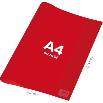 Obal na zošit A4 PVC 432x304 mm transparentný červený