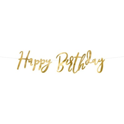 Party Deco Банер - Happy Birthday, Златен