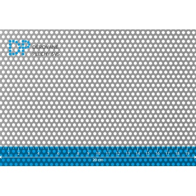 Děrovaný plech nerezový Rv 3-5 (tl. 3,00 x 1500 x 3000 mm), jakost 1.4301