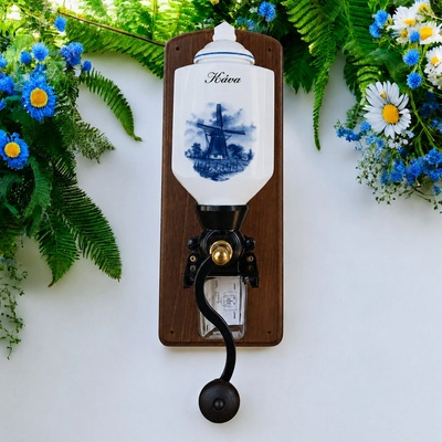 český porcelán Dubí Závesný mlynček na kávu 35 cm vzor Mlyn