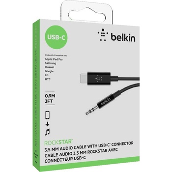 Belkin F7U079bt03-BLK RockStar 3,5mm Aud./USB-C, 0,9m, černý