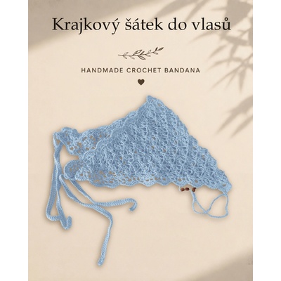 Maliso šátek do vlasů bandana z přírodní bavlny nebesky modrá