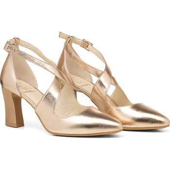 Kožené lodičky IZRA s ramienkami Zlaté