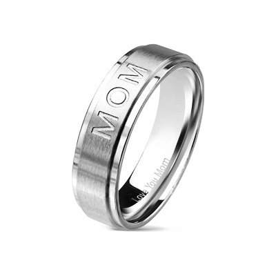 Šperky4U Matný ocelový prsten "MOM" OPR1723