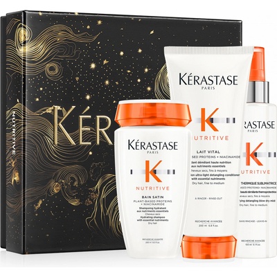 Kérastase Nutritive darčeková sada Bain Satin 250 ml + kondicionér Lait Vital 200 ml + termoochranný sprej 150 ml