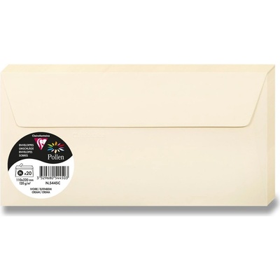Clairefontaine Barevná obálka Clairefontaine, DL, samolepicí, krémová, 20 ks