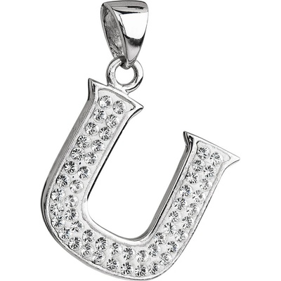 Evolution Group CZ Stříbrný přívěsek s krystaly Swarovski bílé písmeno U 34102.1