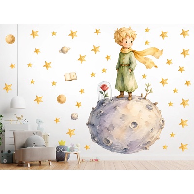 Nalepte.cz Malý princ textilní prelepiteľná nálepka na stenu hárok 47 x 75 cm