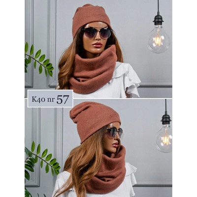 Fashionweek Moderni zimní set čepice a šála FAN01/K40 Camel