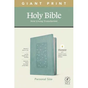 NLT Personal Size Giant Print Bible, Filament Enabled Edition (Red Letter, Leatherlike, Floral Frame Teal) | Tyndale (2021)