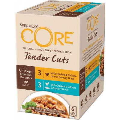 Wellness Core Tender Cuts Chicken Selection Multipack Kuřecí výběr v omáčce, 6 x 85 g