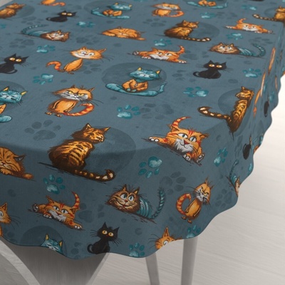 Biante bavlna oválný ubrus Sandra SA-705 Kočičí parta na tmavě šedomodrém 100x140cm