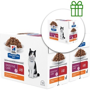Hill's Hill s Prescription Diet i/d Грижа за храносмилането пакет за котки пиле 12 x 85 г, 2+1 БЕЗПЛАТНО