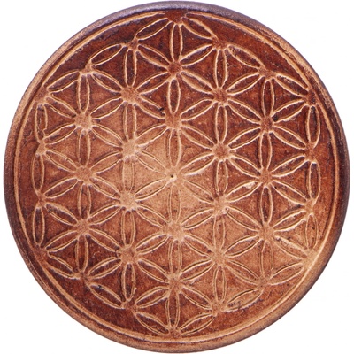 Mani Bhadra Dřevěný tácek pod kadidelnice Flower of life Květ života Ø 7,5 cm 1 ks