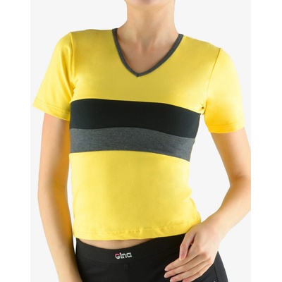 GINA 98009P Tričko pruhované Citronová tm šedá