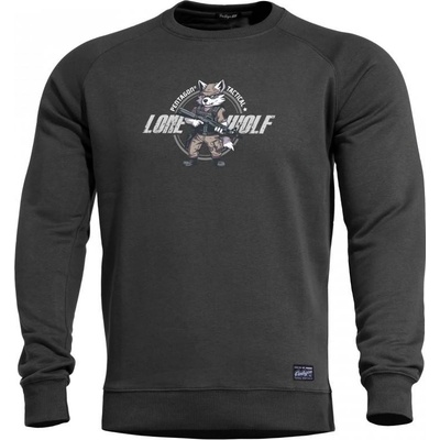 Pentagon HAWK SWEATER "LONE WOLF" mikina s potlačou ČIERNA