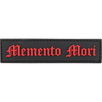 Gumená nášivka 101 Inc text Memento Mori - čierna-červená