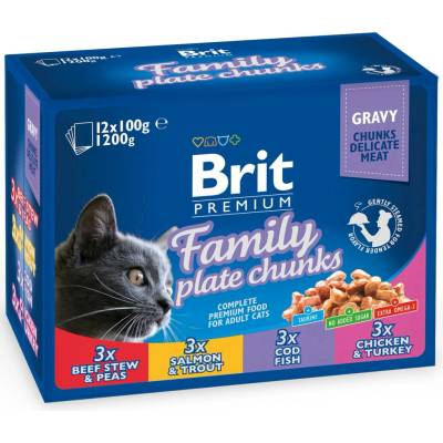 Brit Premium Cat kuře hovězí treska pstruh 1200 g
