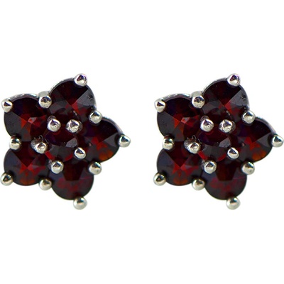 Český granát náušnice stříbrné 130011