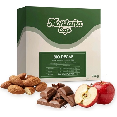 Café Montaña Bio Swiss Water Decafbio bez kofeinu zrnková 250 g