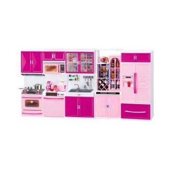 LEAN Toys Kitchen Furniture Set for Dolls Fridge Stove Accessories Pink